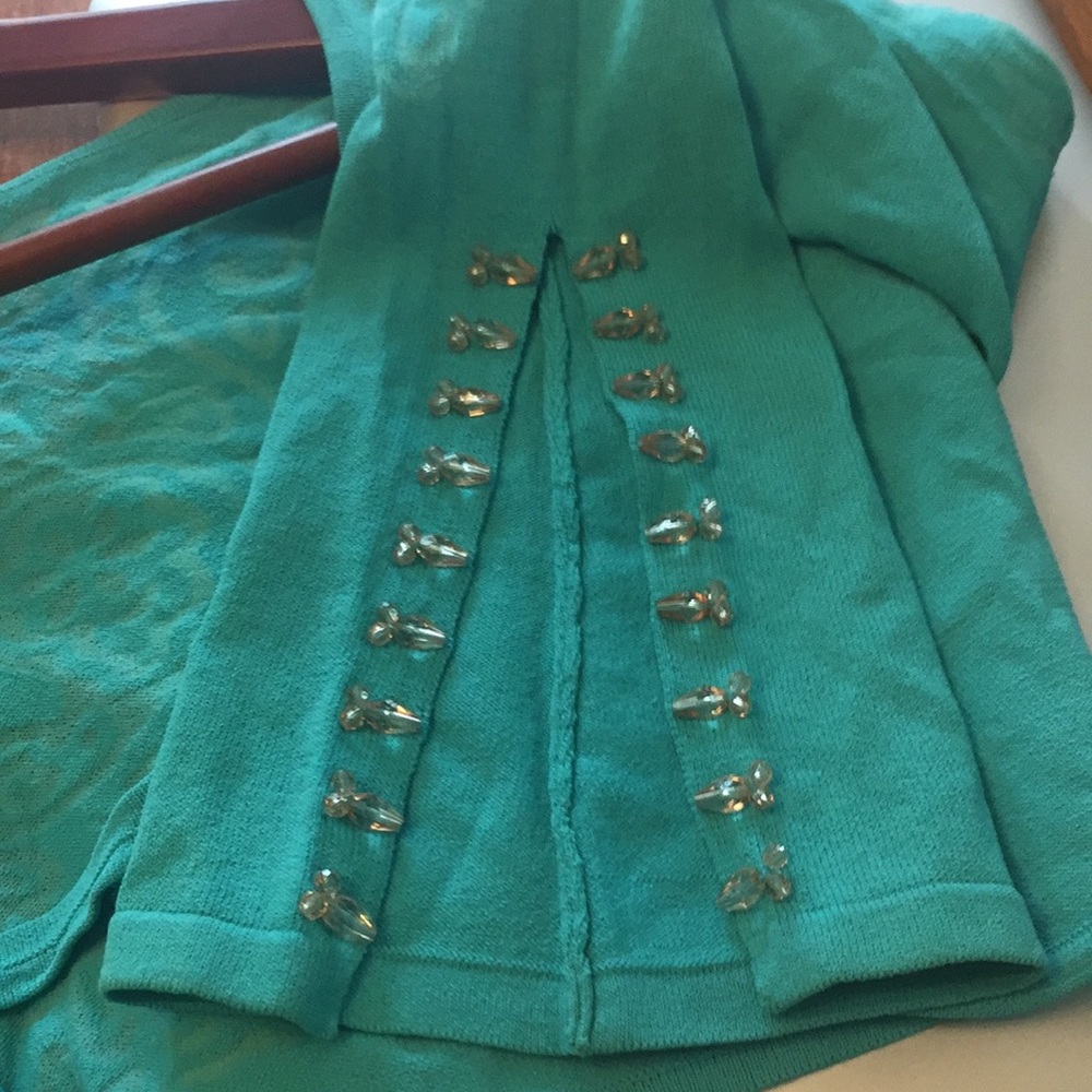 💕💕2XHost Pick💕💕⬇️Blue front tie long sleeve cropped shrug - Picture 2 of 5